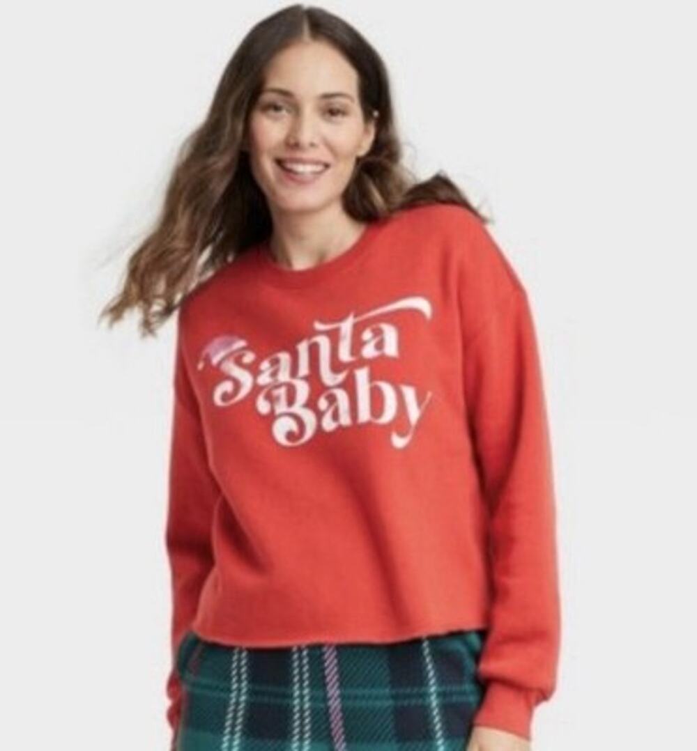 Women's Grayson Threads Santa Baby Christmas Sweatshirt Red L